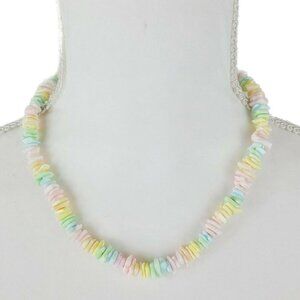 Hawaiian Surfer Style Shell Necklace Pastel Dyed Shell Chips Vacation Beachy